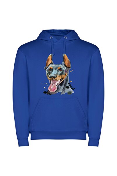 iLovePrints Stylish Canine Portraiture Φούτερ με κουκούλα σε χρώμα Μπλε
