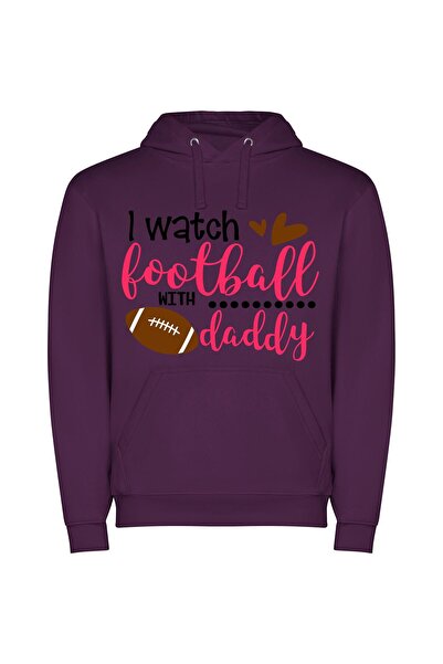 iLovePrints Daddy & I: Gridiron Bond Φούτερ με κουκούλα σε χρώμα Μωβ