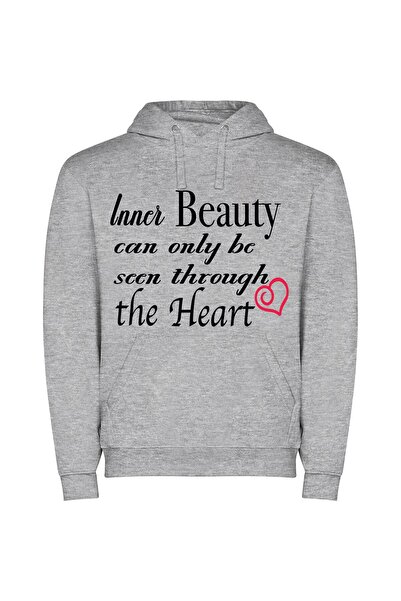 iLovePrints Soulful Beauty Unveiled Φούτερ με κουκούλα σε χρώμα Γκρι