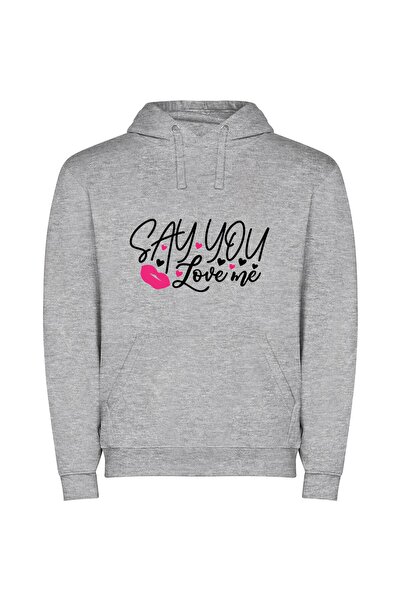 iLovePrints Love Letter Style Slay Φούτερ με κουκούλα σε χρώμα Γκρι