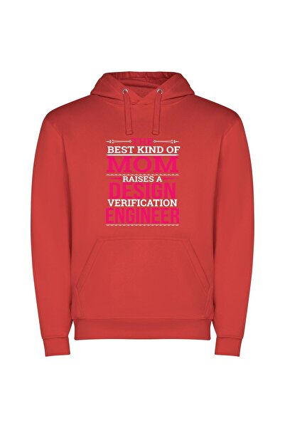 iLovePrints Respected Mom Engineer Φούτερ με κουκούλα σε χρώμα Κόκκινο