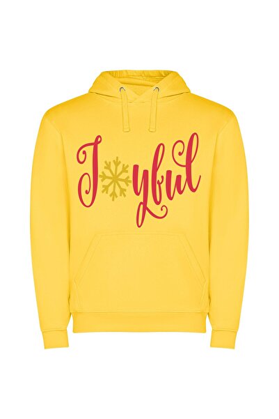 iLovePrints Joyful Snowflake Elegance Φούτερ με κουκούλα σε χρώμα Κίτρινο