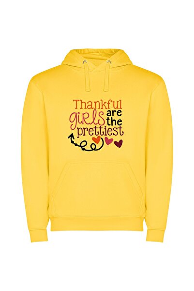 iLovePrints Charming Girls Only, Thanks! Φούτερ με κουκούλα σε χρώμα Κίτρινο