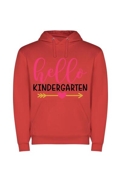 iLovePrints Hello Kids Art Logo Φούτερ με κουκούλα σε χρώμα Κόκκινο