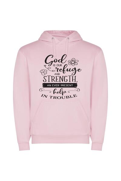 iLovePrints Divine Strength Refuge Φούτερ με κουκούλα σε χρώμα Ροζ