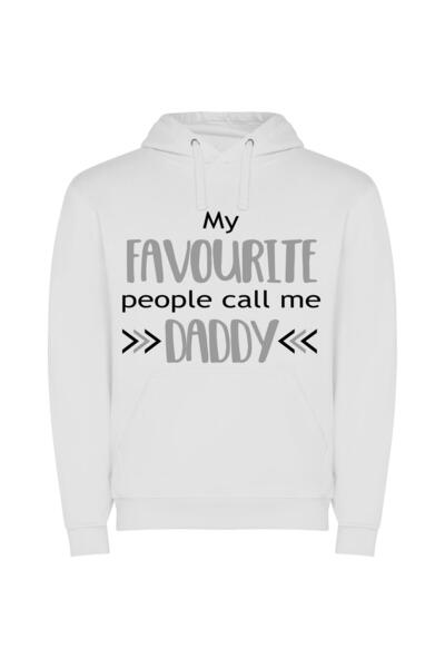 iLovePrints Daddy's Classy Favorite People Φούτερ με κουκούλα σε χρώμα Λευκό
