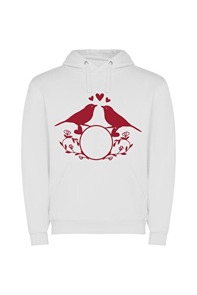 iLovePrints Rococo Lovebirds' Delight Φούτερ με κουκούλα σε χρώμα Λευκό