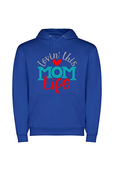 iLovePrints True-Life Mom's Heart Φούτερ με κουκούλα σε χρώμα Μπλε