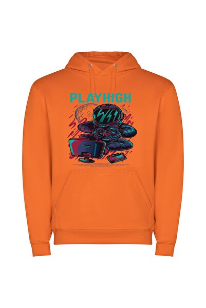 iLovePrints Gloved Guardian: Cosmic Cyberpunk Φούτερ με κουκούλα σε χρώμα Πορ...