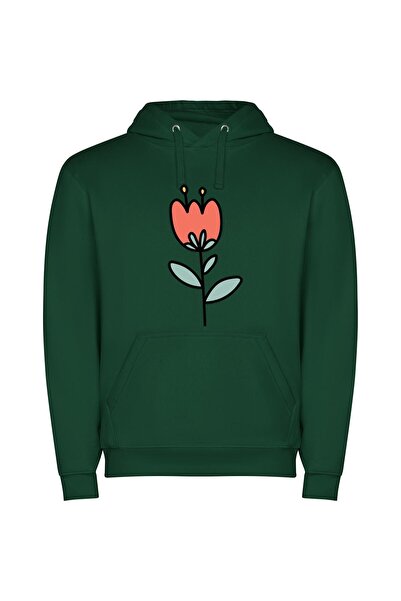 iLovePrints Serene Floral Harmony Φούτερ με κουκούλα σε χρώμα Πράσινο