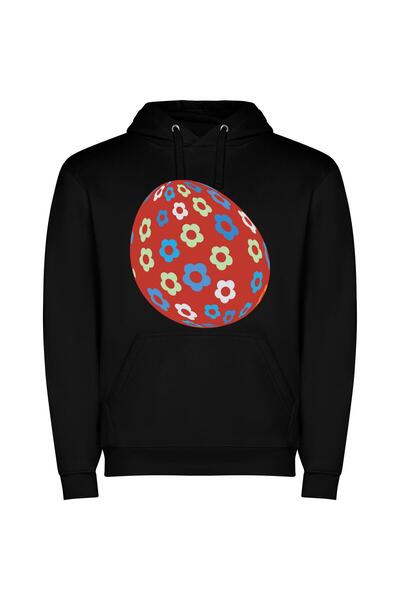 iLovePrints Floral Gemstone Easter Egg Φούτερ με κουκούλα σε χρώμα Μαύρο