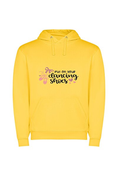 iLovePrints Dancing Delights: Cute Shoes! Φούτερ με κουκούλα σε χρώμα Κίτρινο