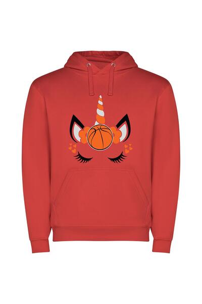 iLovePrints Unicorn Horned Hoops Hero Φούτερ με κουκούλα σε χρώμα Κόκκινο