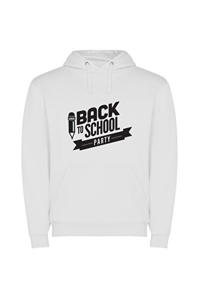 iLovePrints Nostalgic Back-to-School Bash Φούτερ με κουκούλα σε χρώμα Λευκό