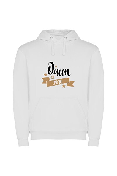 iLovePrints Stellar Queen of 2018 Φούτερ με κουκούλα σε χρώμα Λευκό