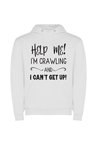 iLovePrints Helpless Ground Crawl Φούτερ με κουκούλα σε χρώμα Λευκό
