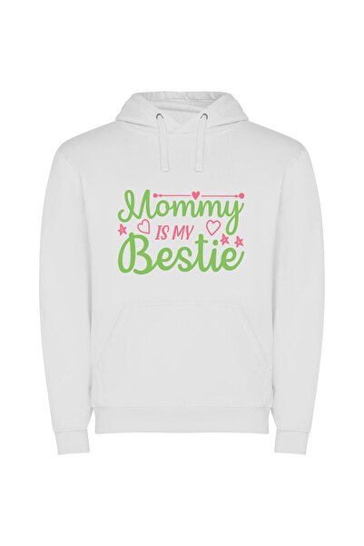 iLovePrints Mommies' Colorful Love Bond Φούτερ με κουκούλα σε χρώμα Λευκό