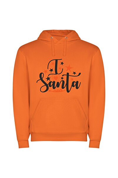 iLovePrints Santa's radiant beauty Φούτερ με κουκούλα σε χρώμα Πορτοκαλί