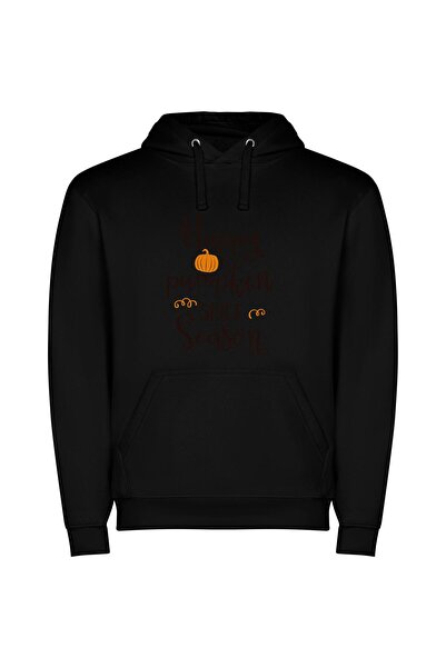 iLovePrints Seasonal Happiness Delight Φούτερ με κουκούλα σε χρώμα Μαύρο