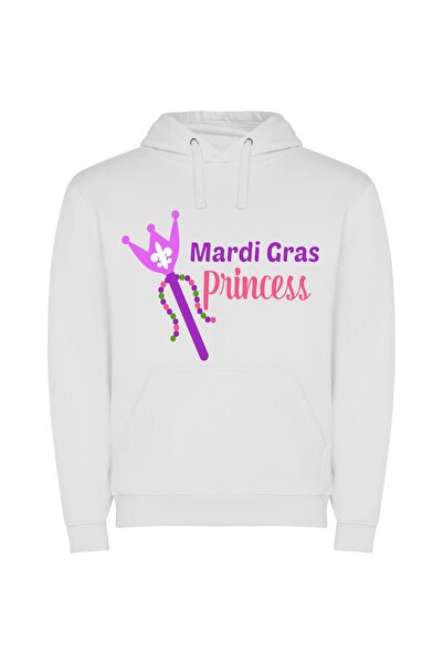 iLovePrints Regal Mardi Gras Princess Φούτερ με κουκούλα σε χρώμα Λευκό