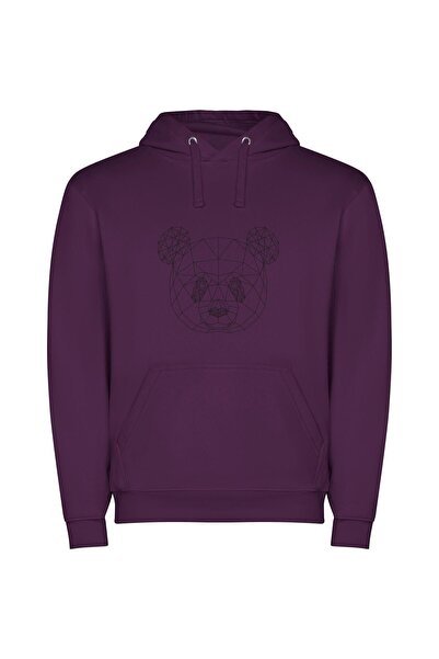iLovePrints Fierce MonoArt: Bear's Vector Φούτερ με κουκούλα σε χρώμα Μωβ