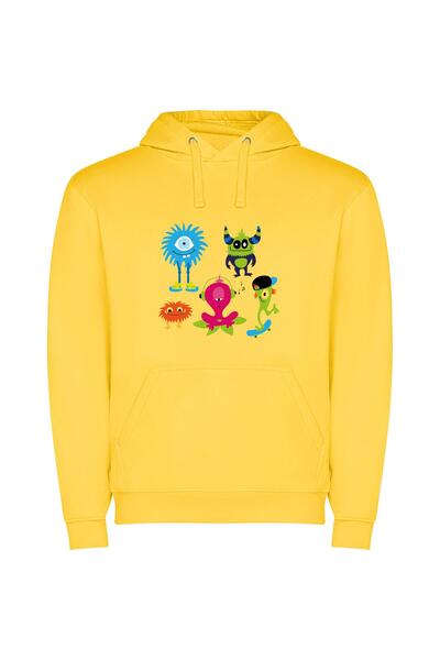 iLovePrints Monsters United: Charming Cartoons Φούτερ με κουκούλα σε χρώμα Κί...