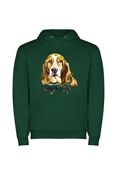 iLovePrints Digital Dog Portrait Φούτερ με κουκούλα σε χρώμα Πράσινο
