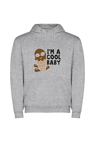 iLovePrints Cool Baby Cone Bliss Φούτερ με κουκούλα σε χρώμα Γκρι