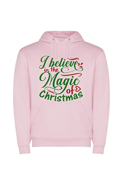 iLovePrints Merry Magical Christmas Wonderland Φούτερ με κουκούλα σε χρώμα Ροζ