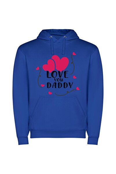 iLovePrints Hearts of Fatherly Love Φούτερ με κουκούλα σε χρώμα Μπλε