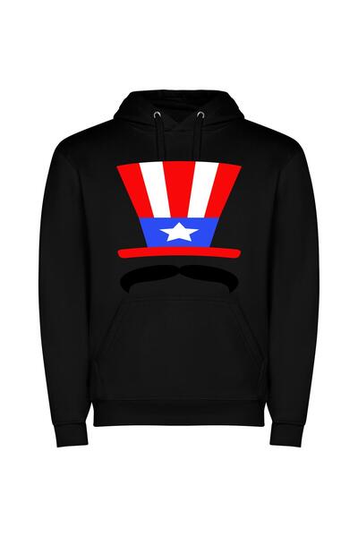 iLovePrints Patriotic Hat Extravaganza! Φούτερ με κουκούλα σε χρώμα Μαύρο