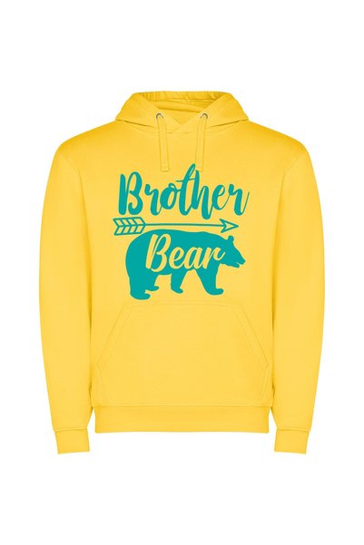 iLovePrints Bold Brotherhood Vibes Φούτερ με κουκούλα σε χρώμα Κίτρινο