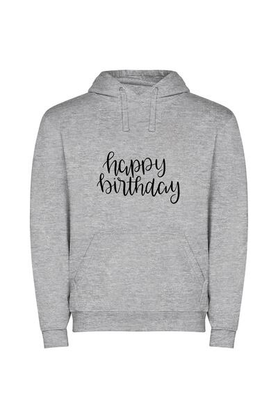 iLovePrints Classic Birthday Calligraphy Φούτερ με κουκούλα σε χρώμα Γκρι