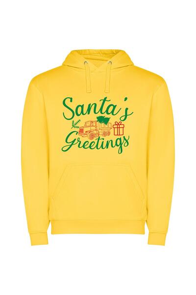 iLovePrints Holiday Haul with Santa Φούτερ με κουκούλα σε χρώμα Κίτρινο