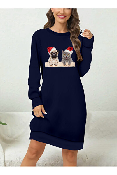 oniks store Women's long sleeve crew neck patterned viscose two-thread blouse