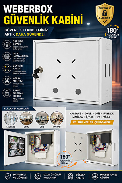 WEBERBOX Dvr/Nvr Rack Kabinet Ve Monitör Koruma Kutusu Kilitli Metal 45x35x11...
