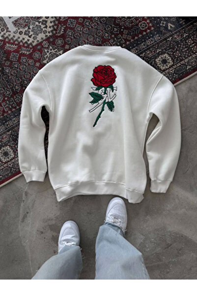Wear Up Unisex Crew Neck Sweatshirt with Front and Back Print - White