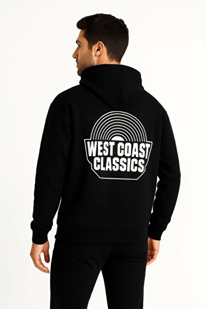 oniks store Men's three-thread hooded sweatshirt with front and back print - ...