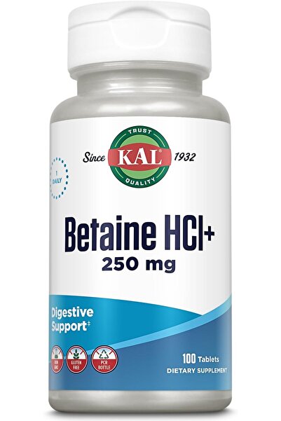 KAL Betaine Hcl with Pepsin Digestive Enzymes for Gut Health 100 Tablets