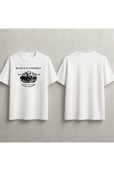 EFEVRA Believe in Yourself Printed Oversized T-Shirt
