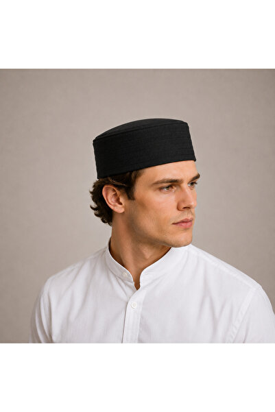 koçaktoptan Black Suede Stitched Skull Cap