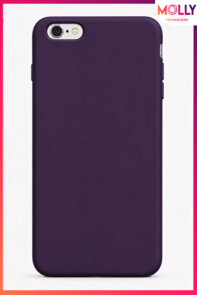 Molly iPhone 6/6S PLUS İçin Derin Mor Liquid İçi Kadife Mat Silikon Kılıf