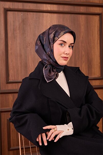 Silk Home وشاح حريري من التويل بنمط زهور باللونين الأزرق البترولي والأخضر، مق...