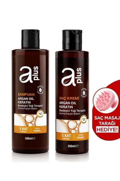A PLUS Argan Yağı Keratin Şampuan 500 ml& Saç Kremi 350 ml 2li set