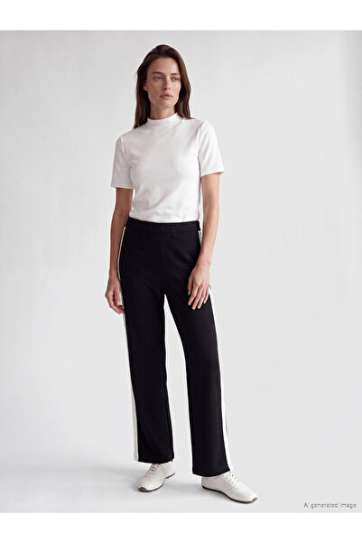 LC Waikiki Black Women's Trousers with Elastic Waistband Detail