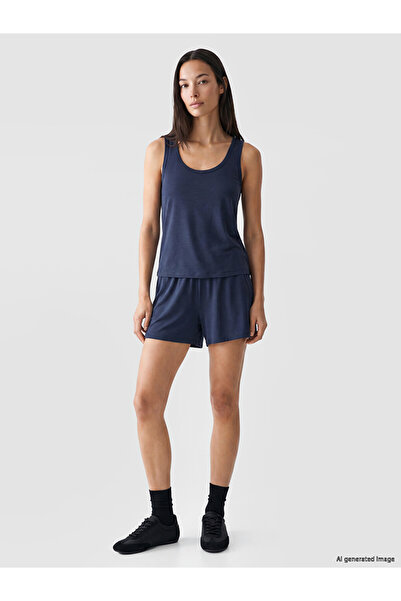 LC Waikiki Navy Blue Women's Shorts with Elastic Waist