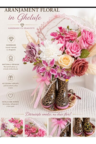 Generic Brand Floral arrangement with leopard boots