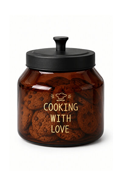 Jenisa 2 Liter Amber Glass Jar with Metal Lid Wide Mouth Cookie and Dry Food ...
