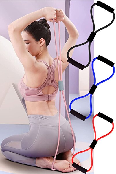 sanal trend Blue Pilates Resistance Rubber Band Rope Body Shaping Butterfly R...