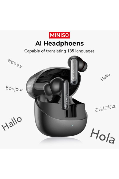 Choice1 سماعات أذن بلوتوث MINISO السوداء AI MINISO MS106 مع ميزة الترجمة الذك...